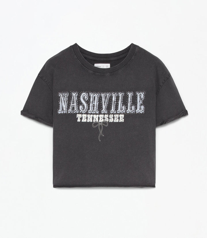 Moudda Lefties - T-Shirt Jersey - Acid Wash Imprimé Fille D4 - Tunisie 1