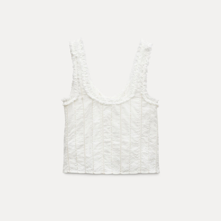 Moudda ZARA - Top voile fines bretelles détail brodé nœud devant - Tunisie 3