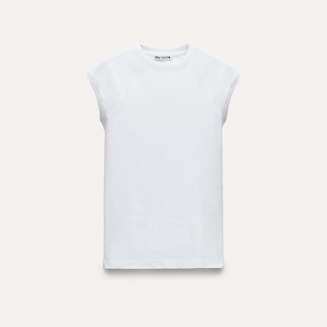 Moudda ZARA - T-shirt Coton Lavé Manches Courtes Raglan - Tunisie 1