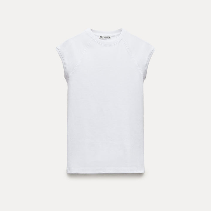 Moudda ZARA - T-shirt Coton Lavé Manches Courtes Raglan - Tunisie 1