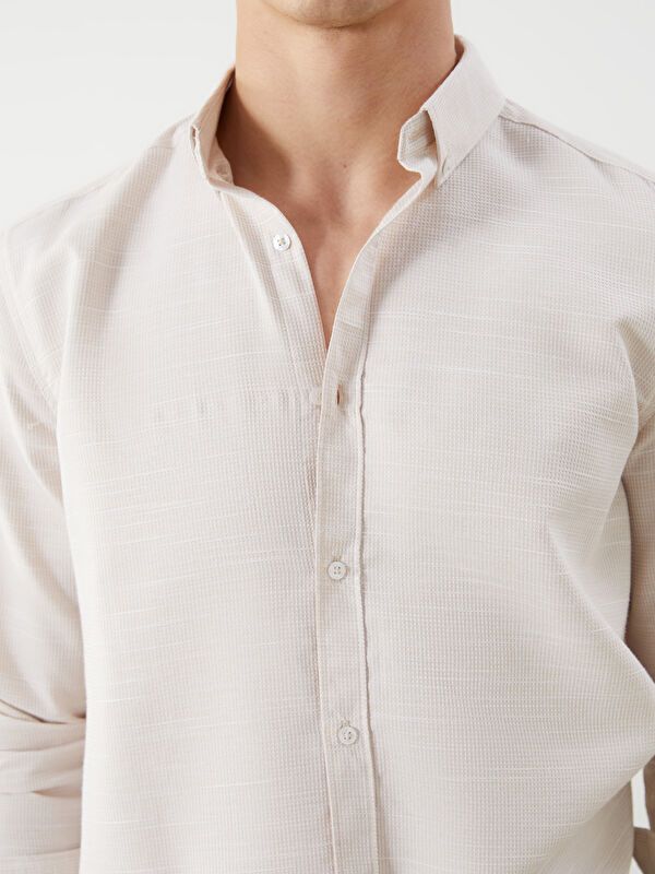 Moudda LC Waikiki - Chemise tissée manches longues Homme Beige - Tunisie 3