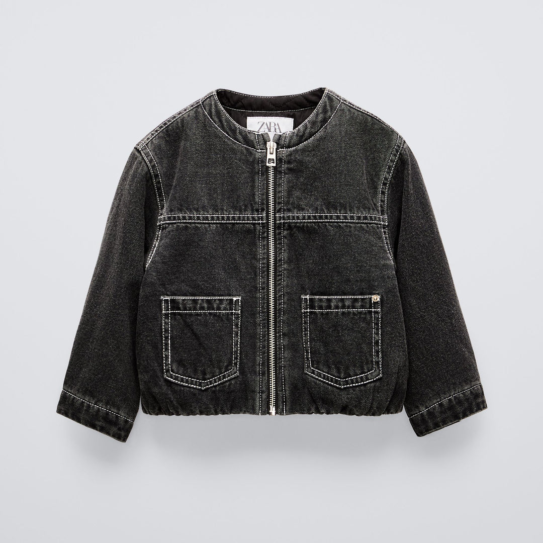 Moudda ZARA - Veste bomber jean enfant, surpiqûres contrastées - Tunisie 2