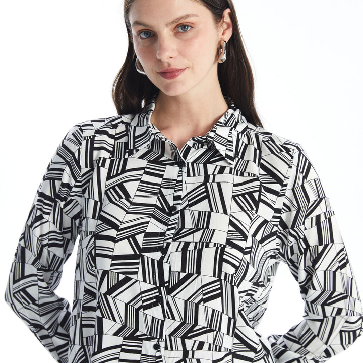 Moudda LC Waikiki - Chemise tissée imprimée manches longues Femme Imprimé blanc - Tunisie 2