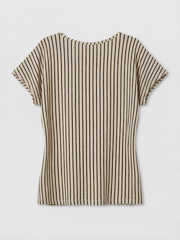 Moudda LC Waikiki - Pack jersey à maches courtes pour Femme couleur Beige rayé - Tunisie 2