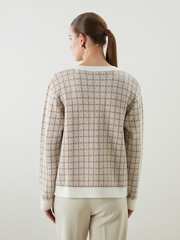 Moudda LC Waikiki - Cardigan tricot épais Femme Ecru jacquard - Tunisie 4