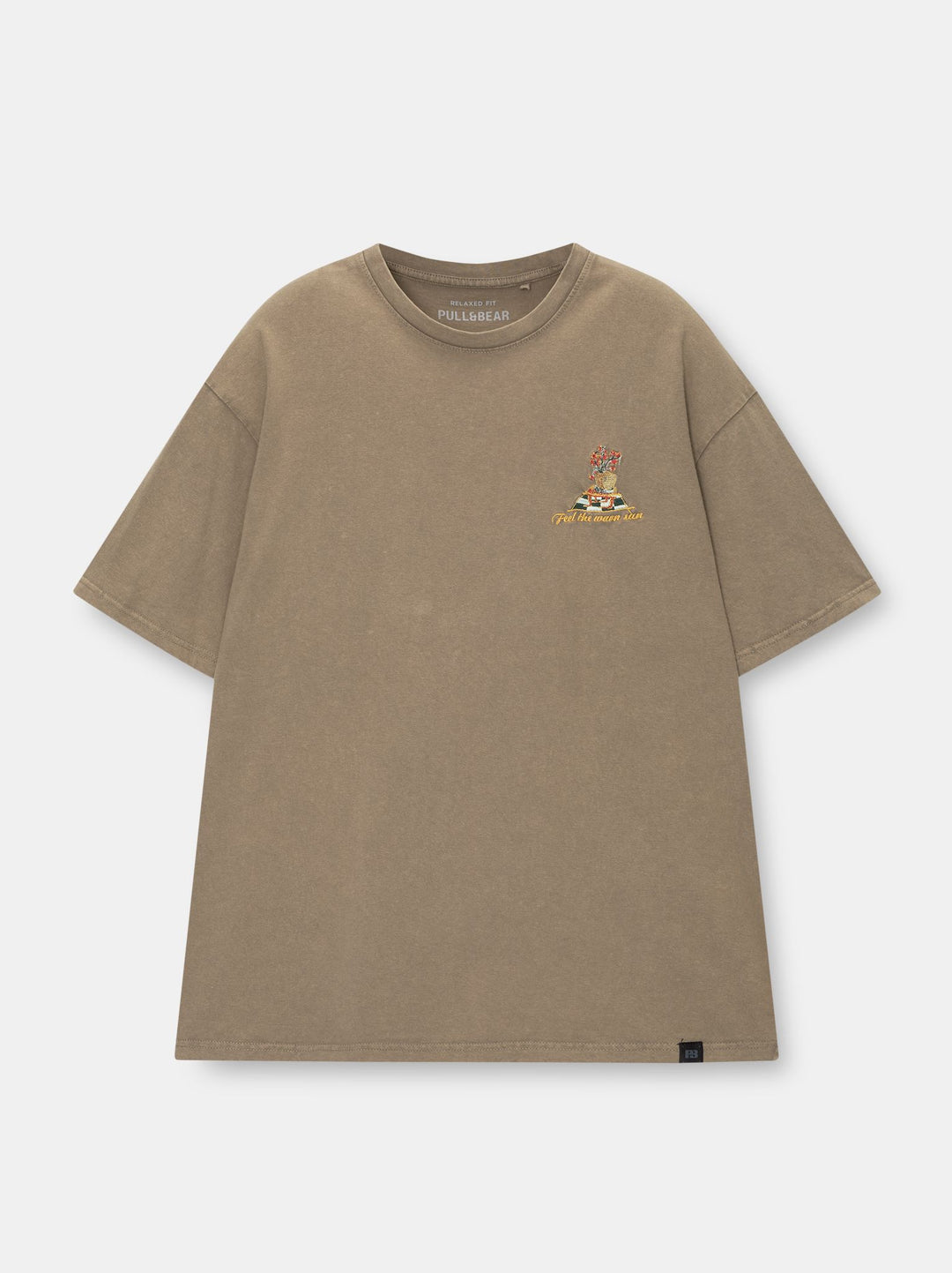 Moudda PULL & BEAR - T-Shirt Lavé Usé Brodé Feel The Warm Sun - Tunisie 3