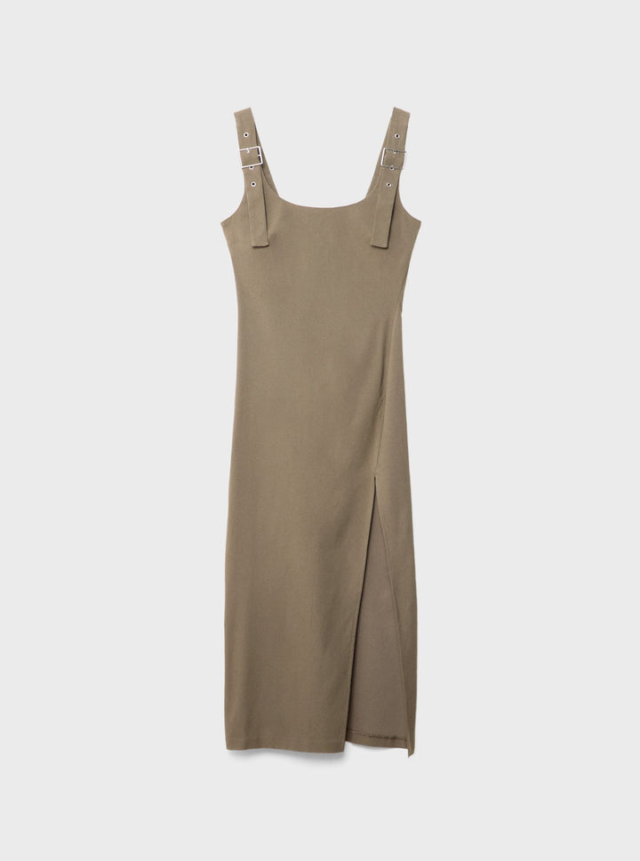 Moudda STRADIVARIUS - Robe Midi en Bengaline à Bretelles avec Boucles - Tunisie 2