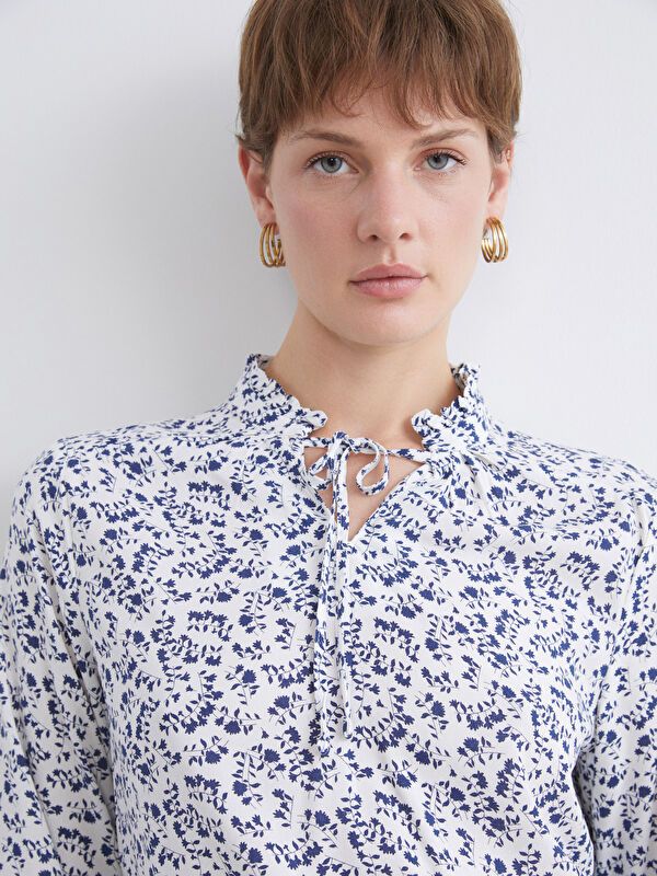 Moudda LC Waikiki - Blouse tissée imprimée manches longues Femme Imprimé blanc - Tunisie 3