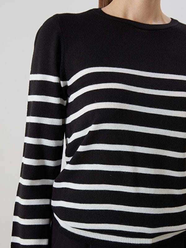 Moudda LC Waikiki - Pull tricot moyen Femme Rayures noires - Tunisie 3