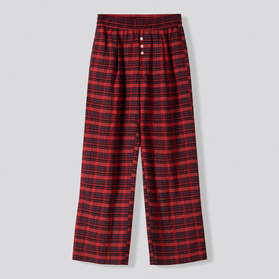 Moudda BERSHKA - Pantalon pyjama rouge en poliviscose à carreaux - Tunisie 3