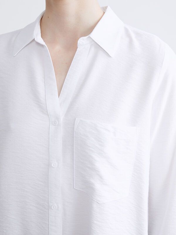 Moudda LC Waikiki - Chemise tissée manches longues Femme Ecru - Tunisie 3