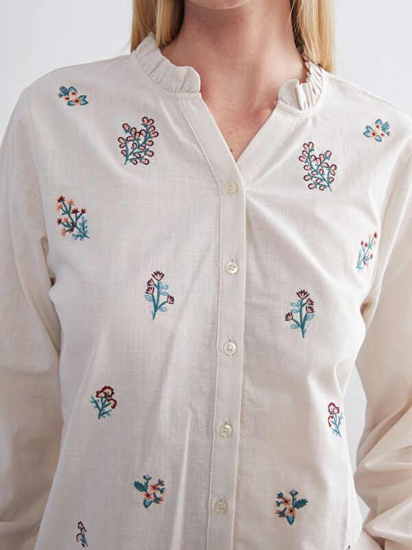 Moudda LC Waikiki - Chemise manches longues en tissu pour Femme couleur Gris clair - Tunisie 3