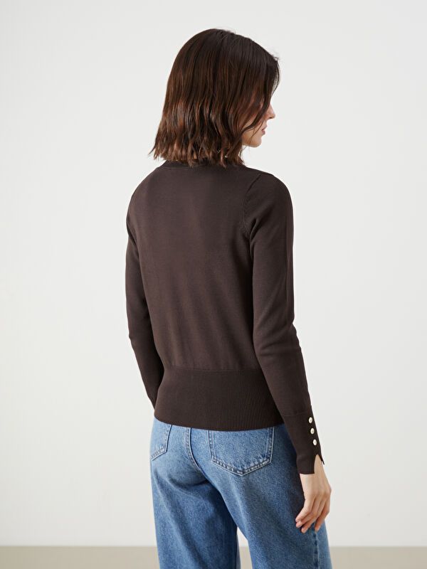 Moudda LC Waikiki - Pull tricot fin Femme Brun foncé - Tunisie 4