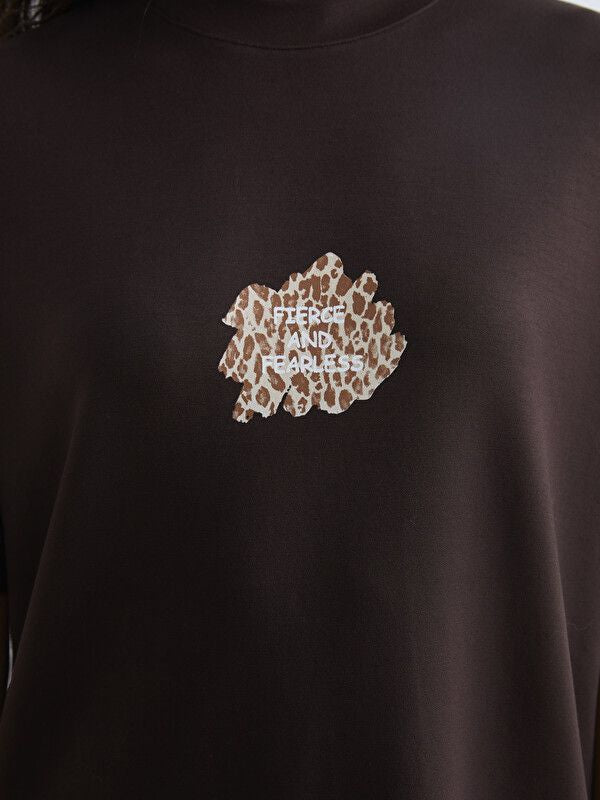 Moudda LC Waikiki - Tunique manches courtes en jersey pour Femme couleur Marron foncé - Tunisie 3