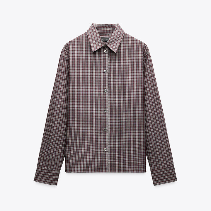 Moudda ZARA - Chemise - Carreaux Gris & Bordeaux - Tunisie 1