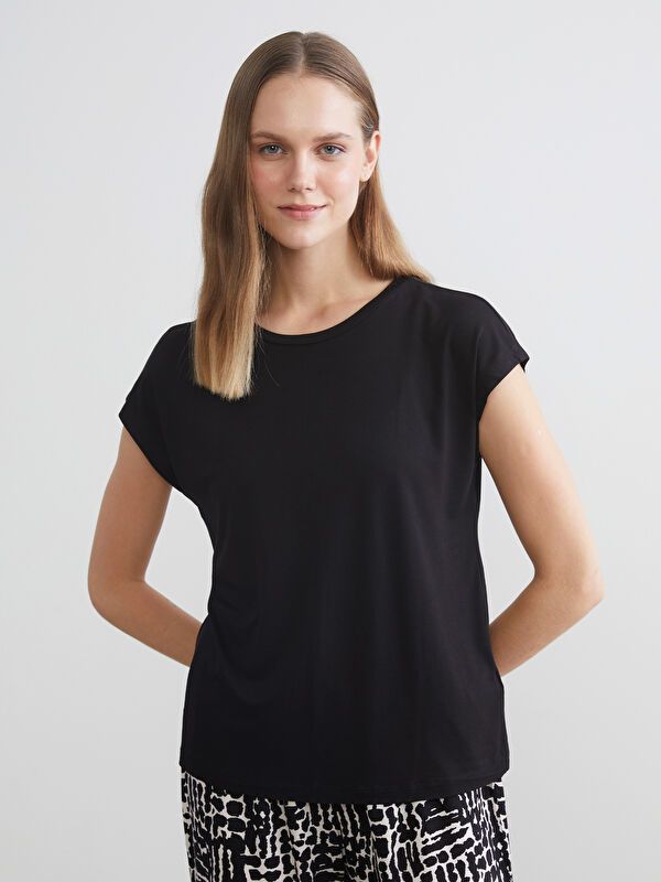 Moudda LC Waikiki - Pyjama tissé manches courtes Femme Beige clair - Tunisie 2