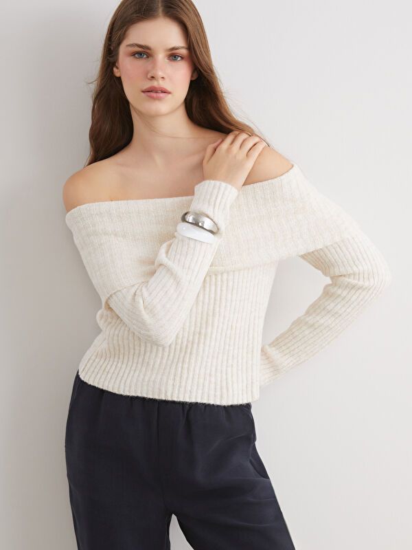 Moudda LC Waikiki - Pull en tricot Femme Ecru - Tunisie 1