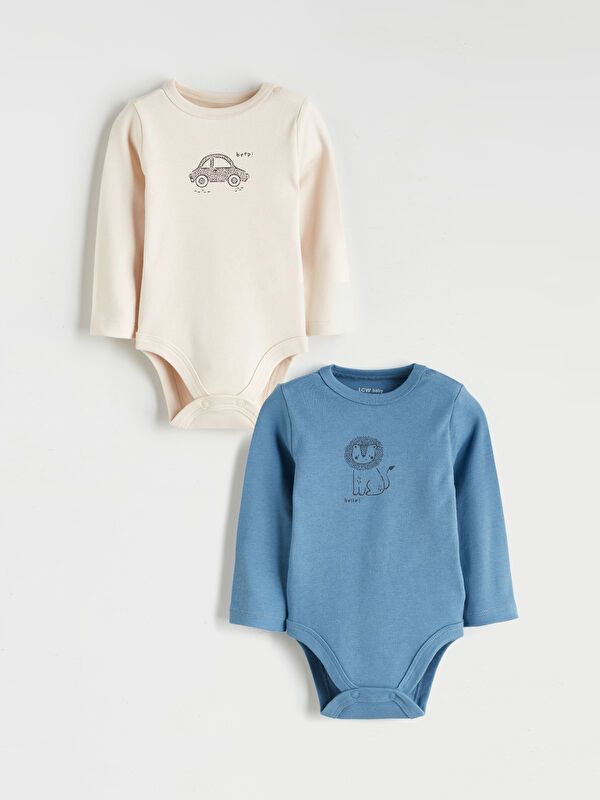 Moudda LC Waikiki - Body imprimé manches longues en jersey - tenue de sport couleur Bleu indigo clair pour garçons - Tunisie 1