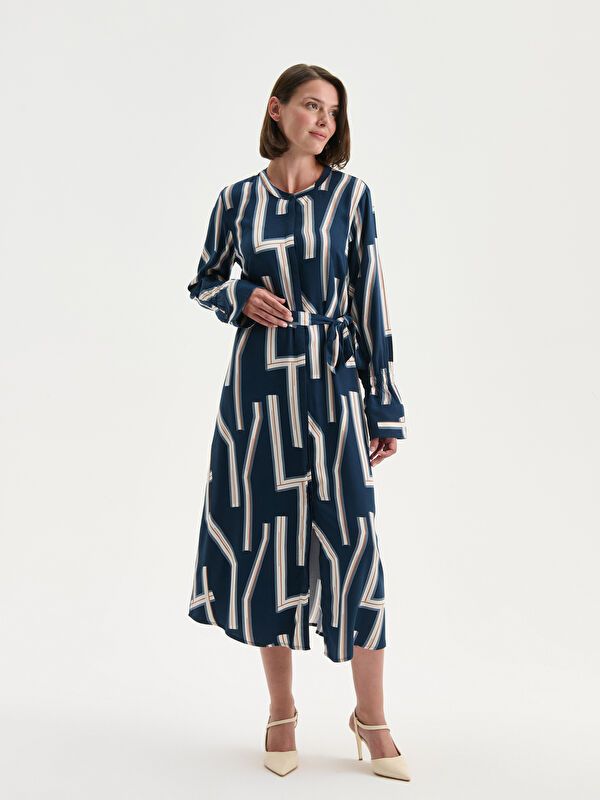 Moudda LC Waikiki - Robe tissée manches longues Femme Imprimé marine - Tunisie 1