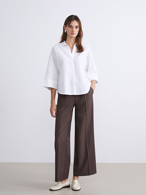 Moudda LC Waikiki - Pantalon tissé moyen Femme Brun foncé - Tunisie 1