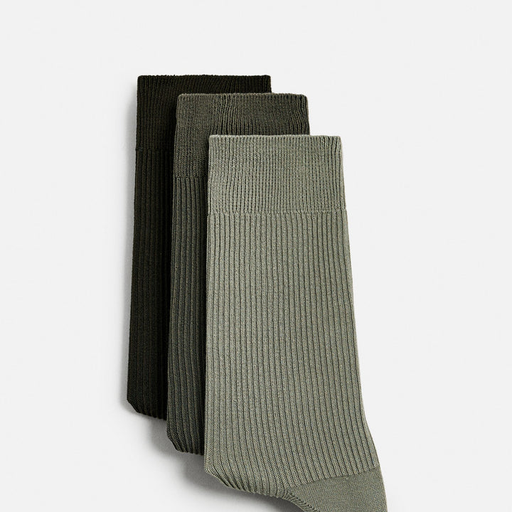 Moudda ZARA - Chaussettes Légères - Multicolores (Écru/Beige/Vert) Pack 3 - Tunisie 1