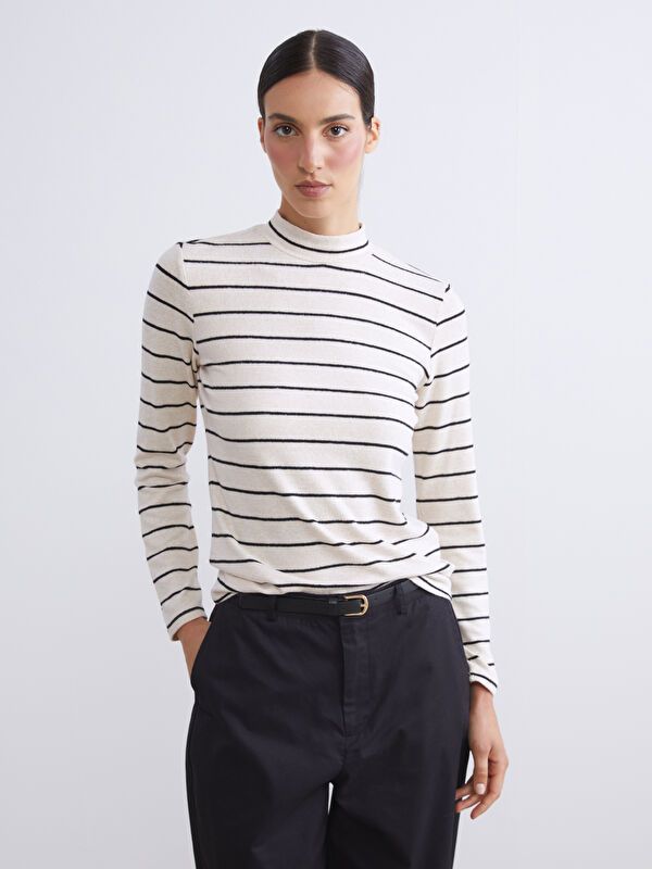 Moudda LC Waikiki - Body en jersey manches longues Femme Mélange beige - Tunisie 1