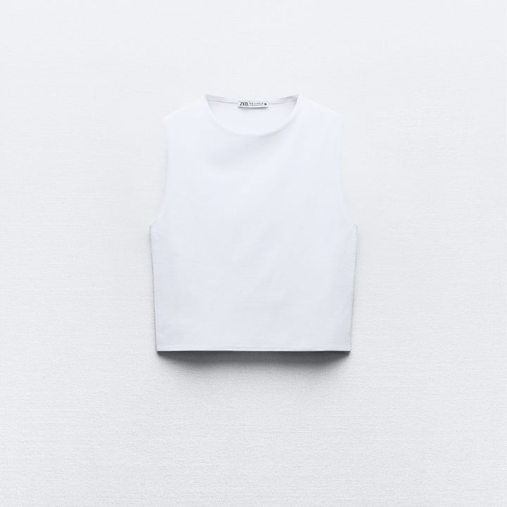 Moudda ZARA - T-shirt coton élasthanne, col rond, court, manches courtes - Tunisie 2