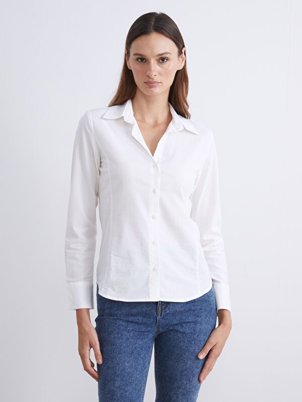 Moudda LC Waikiki - Chemise tissée manches longues Femme Ecru - Tunisie 1