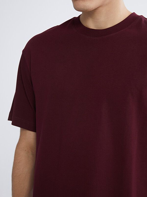 Moudda LC Waikiki - T-shirt basique manches courtes en jersey pour Homme couleur Bordeaux - Tunisie 3