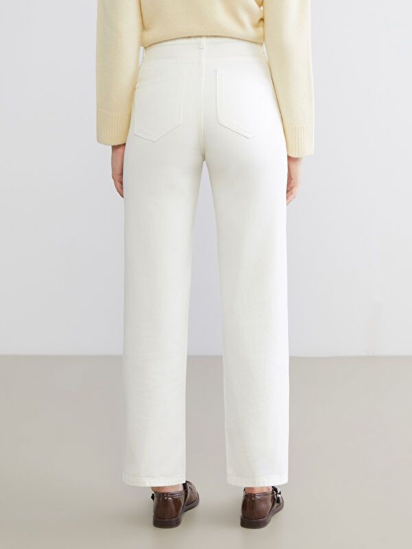 Moudda LC Waikiki - Pantalon en jean couleur Beige clair pour femmes - Tunisie 4