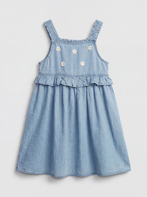 Moudda LC Waikiki - Robe manches courtes en jean pour Fille couleur Bleu clair rodeo - Tunisie 1