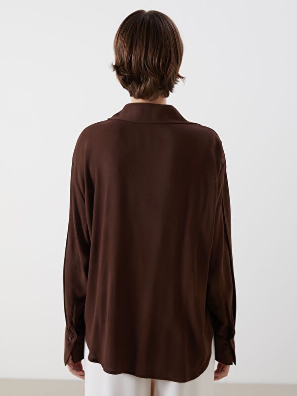 Moudda LC Waikiki - Chemise tissée manches longues Femme Brun chocolat - Tunisie 4