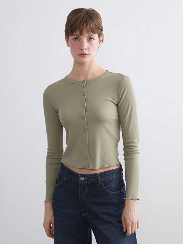 Moudda LC Waikiki - Body jersey manches longues Femme Kaki clair - Tunisie 1