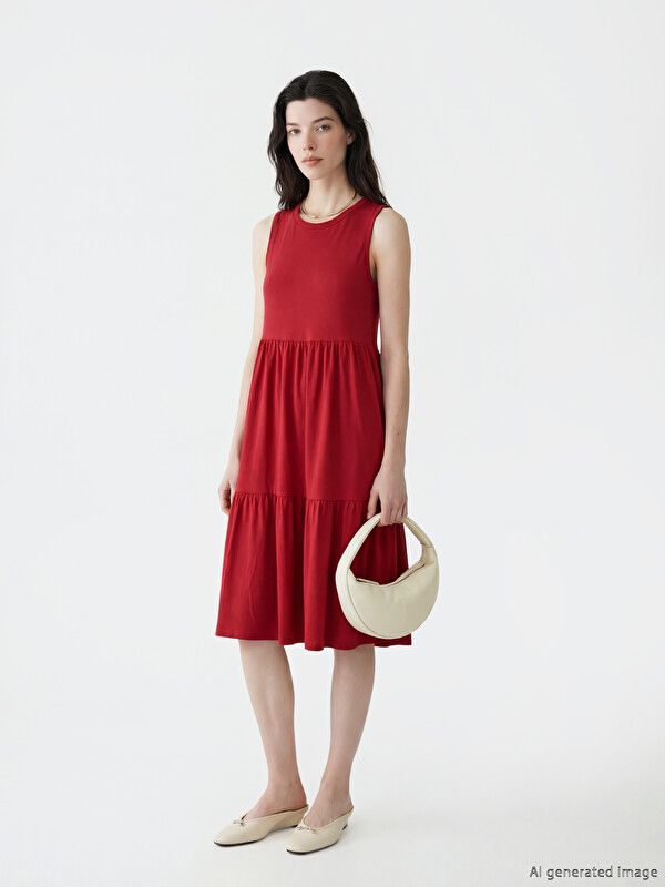 Moudda LC Waikiki - Robe maternité en jersey manches courtes pour Femme couleur Rouge - Tunisie 2