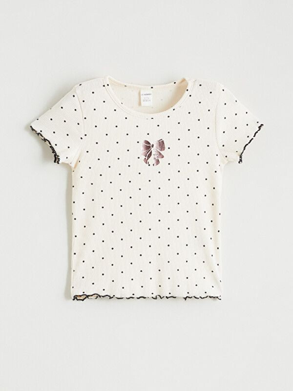 Moudda LC Waikiki - Body manches courtes en jersey pour Fille couleur Écru imprimé - Tunisie 1