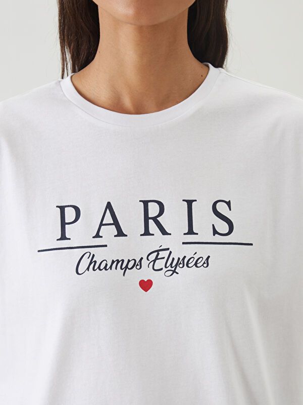 Moudda LC Waikiki - Tunique jersey manches courtes Femme Buxe blanc - Tunisie 3