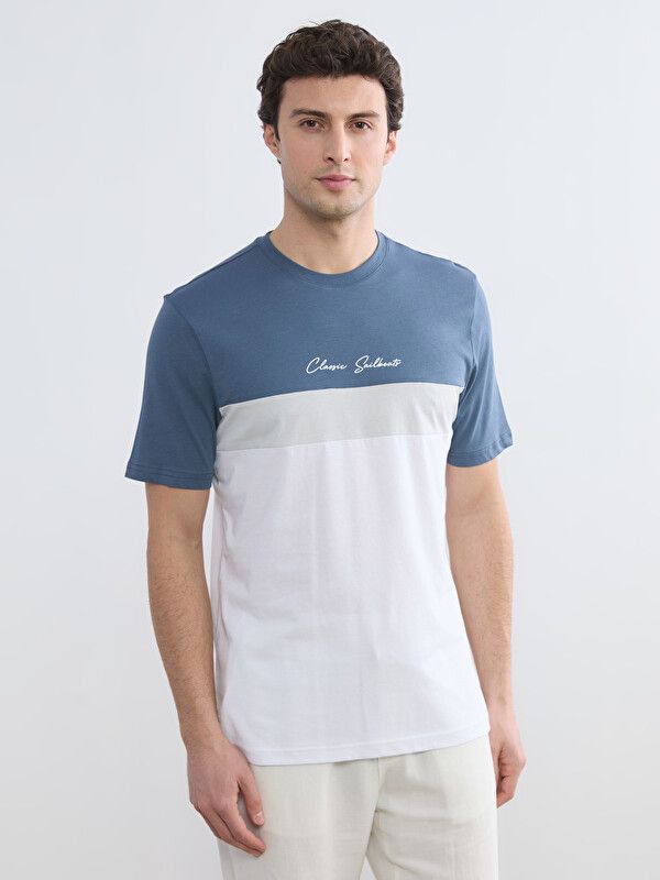 Moudda LC Waikiki - T-shirt imprimé manches courtes en jersey pour Homme couleur Bleu indigo rayé - Tunisie 1