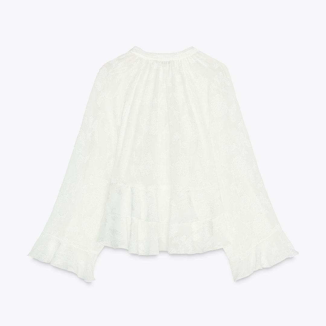 Moudda ZARA - Chemise - Fleur Ton sur Ton, Volants & Col Drapé - Tunisie 2