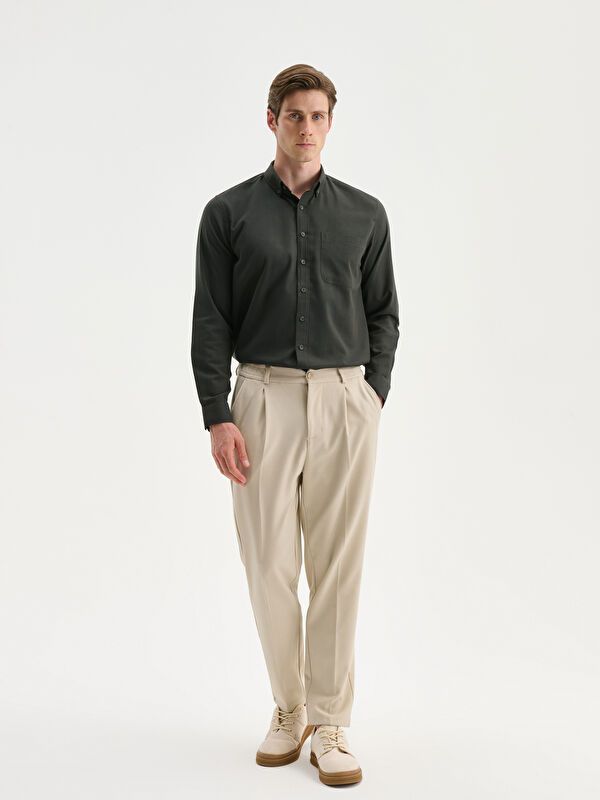 Moudda LC Waikiki - Chemise tissée manches longues Homme Kaki - Tunisie 2