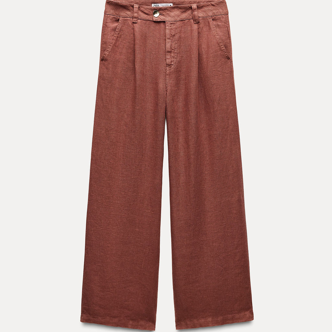 Moudda ZARA - Pantalon en lin premium jambe large plissé - Tunisie 1