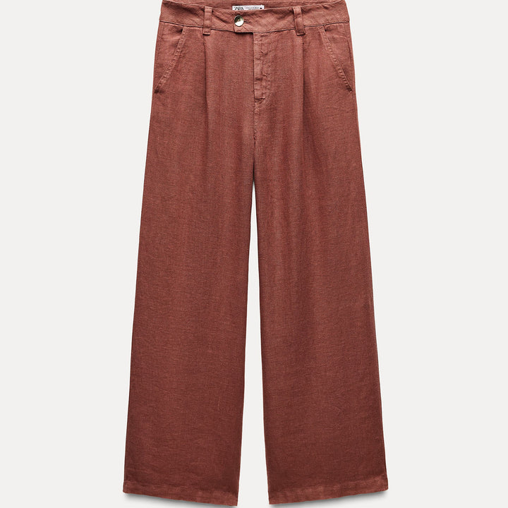 Moudda ZARA - Pantalon en lin premium jambe large plissé - Tunisie 1