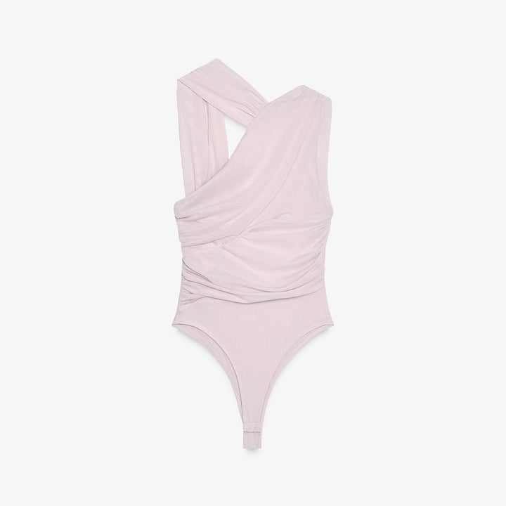 Moudda ZARA - Body Drapé - Encolure Asymétrique & Tulle - Tunisie 1
