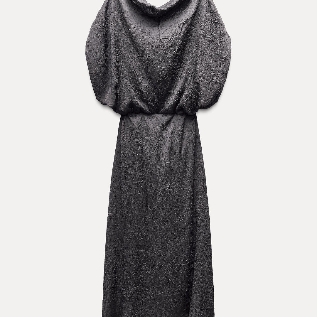 Moudda ZARA - Robe Midi Décolleté Drapé Épaules Tombantes - Tunisie 2