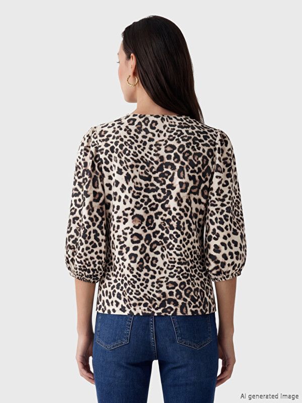 Moudda LC Waikiki - Chemisier (blouse) imprimé manches courtes en tissu pour Femme couleur Imprimé mixte - Tunisie 3
