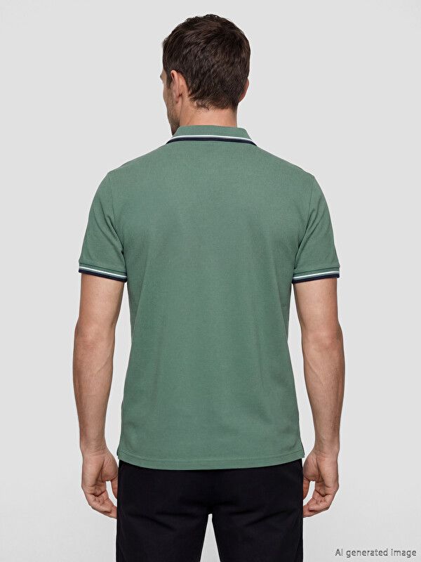 Moudda LC Waikiki - T-shirt col polo basique manches courtes en jersey pour Homme couleur Vert - Tunisie 4