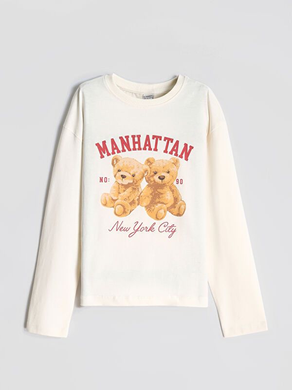 Moudda LC Waikiki - Body en jersey manches longues Fille Ecru - Tunisie 1