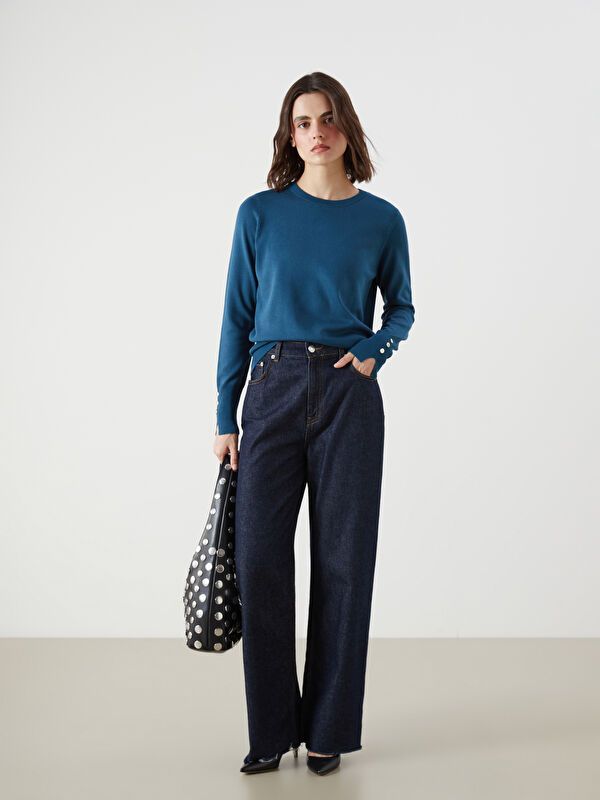 Moudda LC Waikiki - Pull tricot fin Femme Bleu turquoise - Tunisie 2