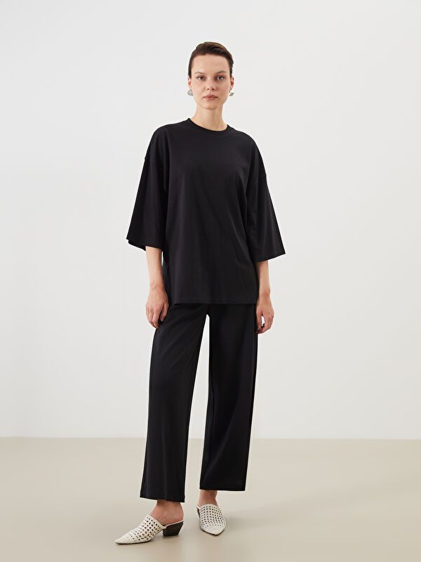 Moudda LC Waikiki - Tunique jersey manches courtes Femme Noir - Tunisie 2