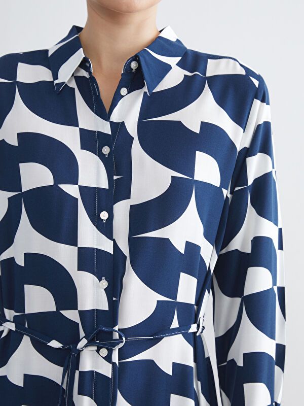 Moudda LC Waikiki - Tunique tissée imprimée manches longues Femme Imprimé marine - Tunisie 3