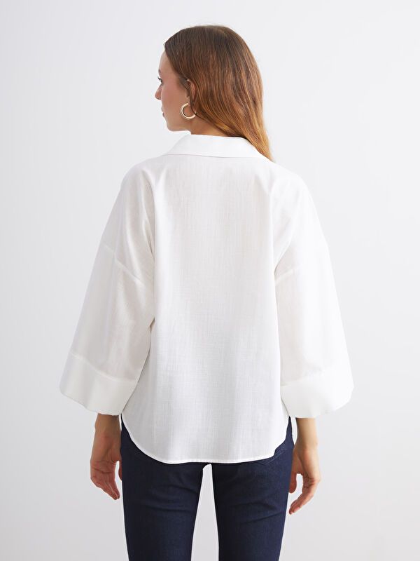 Moudda LC Waikiki - Chemise tissée manches longues Femme Ecru - Tunisie 4